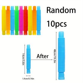 10pcs, Pop Tube Sensory Color Stretch Plastic Tube, Corrugated Diy Stretch Tube, Venting Decompression Toys, Summer Decor, Summer Supplies