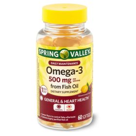 Spring Valley Omega-3 Fish Oilâ€  Softgels; 500 mg; 60 Count