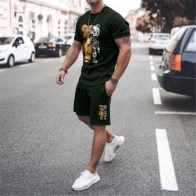 3D T-shirt digital printing short-sleeved shorts suit men's casual beach pants two-piece set (Color: TZ21, size: 6XL)