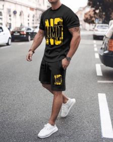 3D T-shirt digital printing short-sleeved shorts suit men's casual beach pants two-piece set (Color: TZ27, size: 6XL)