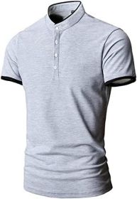 Men's Casual Colorblock Shirts Fashion Slim Fit T-Shirts Polo Shirts Short Sleeve Sports Shirts (Specification: Gray-L)