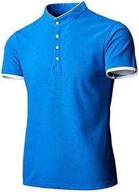 Men's Casual Colorblock Shirts Fashion Slim Fit T-Shirts Polo Shirts Short Sleeve Sports Shirts (Specification: Blue-XL)