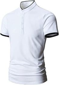 Men's Casual Colorblock Shirts Fashion Slim Fit T-Shirts Polo Shirts Short Sleeve Sports Shirts (Specification: White-XL)