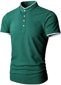 Men's Casual Colorblock Shirts Fashion Slim Fit T-Shirts Polo Shirts Short Sleeve Sports Shirts (Specification: Green-L)