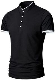 Men's Casual Colorblock Shirts Fashion Slim Fit T-Shirts Polo Shirts Short Sleeve Sports Shirts (Specification: Black-XL)