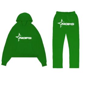 Tracksuit Mens Y2k Loose Casual Jogging Suit Nofs Printed Streetwear Hoodie Sweatpants Set (Color: Green, size: S)