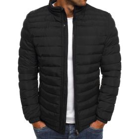 Euro Winter New Men's Solid Cotton Shirt Casual Warm Cotton Jacket Men's Jacket (Color: BLACK, size: XL)