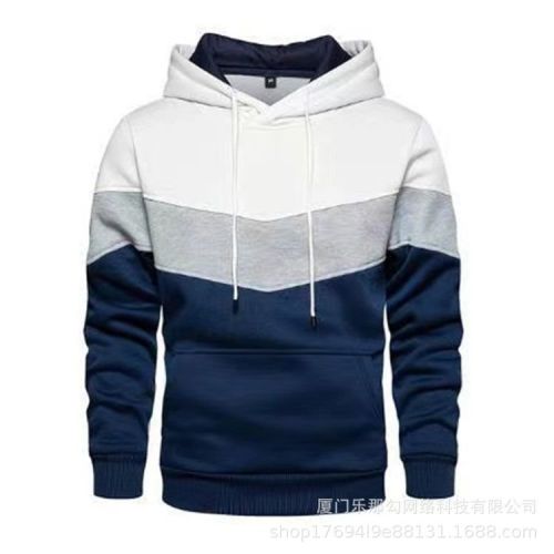 New men's fleece sweater splicing Hoodie autumn winter leisure sports sweater Plush casual coat
