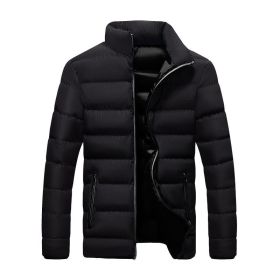 2022 cotton padded clothes men's running distance men's coat new winter stand collar down cotton padded clothes thickene (Color: BLACK, size: 4XL)