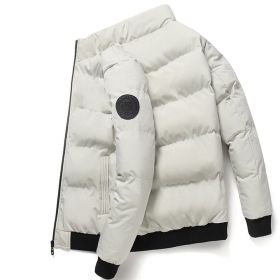 New style stand collar men's cotton jacket Winter warm cotton jacket Men's short down cotton jacket cotton jacket (Color: KHAKI, size: XL)