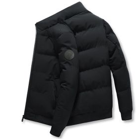 New style stand collar men's cotton jacket Winter warm cotton jacket Men's short down cotton jacket cotton jacket (Color: BLACK, size: XXXL)