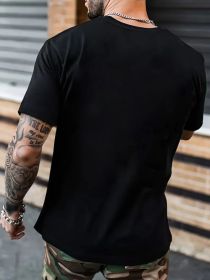 Men's Patterned Printed T-shirt, Summer Casual Short Sleeved Plus Size T-shirt (Color: BLACK, size: S)
