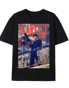 Fashionable Printed T-shirt For Men, Comfortable Short Sleeved Round Neck T-shirt (Color: BLACK, size: XL)