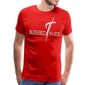 Blessed In God Graphic Text Mens T-Shirt (Color: Red, size: S)