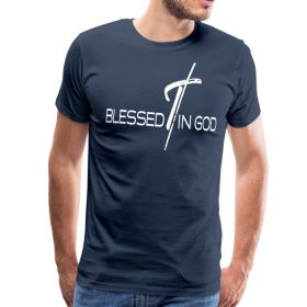 Blessed In God Graphic Text Mens T-Shirt (Color: Navy, size: S)