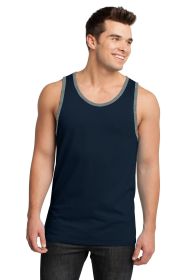 District Young Mens Cotton Ringer Tank DT1500 (Color: New Navy/ Heathered Steel, size: S)