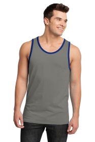District Young Mens Cotton Ringer Tank DT1500 (Color: Grey/ Deep Royal, size: 3XL)