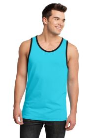 District Young Mens Cotton Ringer Tank DT1500 (Color: Aquamarine/ Black, size: XS)