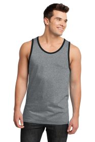 District Young Mens Cotton Ringer Tank DT1500 (Color: Heathered Steel/Black, size: XS)