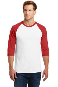 Gildan Heavy Cotton 3/4-Sleeve Raglan T-Shirt 5700 (Color: White/ Red, size: XL)