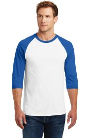 Gildan Heavy Cotton 3/4-Sleeve Raglan T-Shirt 5700 (Color: White/ Royal, size: XL)