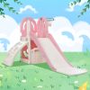 Toddler Climber and Slide Set 4 in 1; Kids Playground Climber Freestanding Slide Playset with Basketball Hoop Play Combination for Babies Indoor & Out
